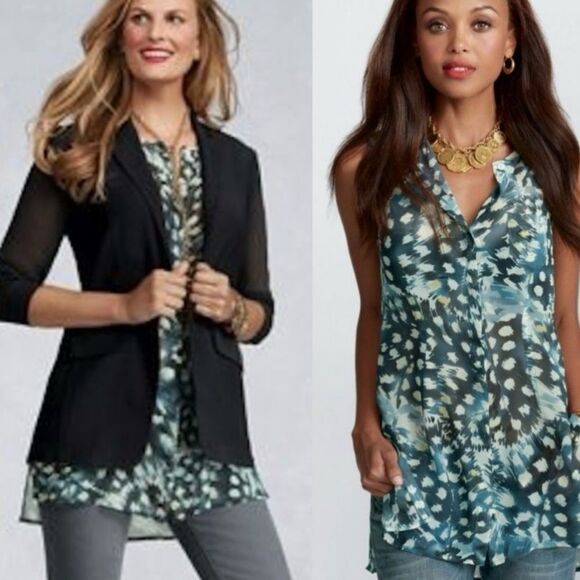 Cabi Avery sheer, button down tunic. - Picture 1 of 5